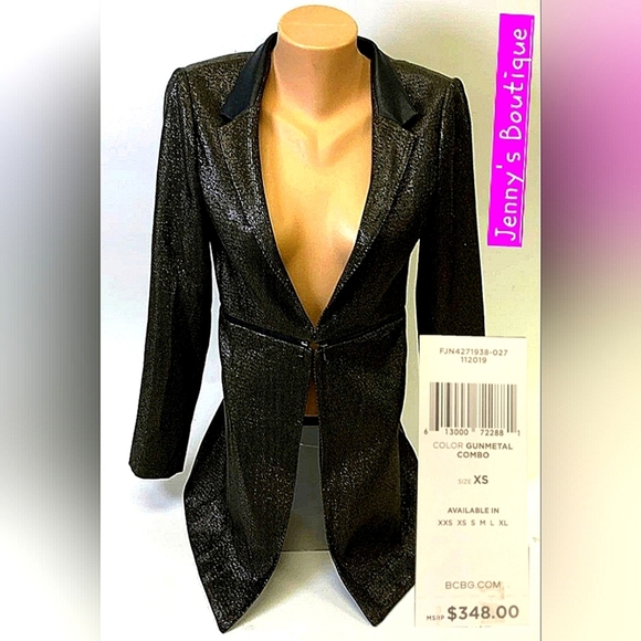 New Tags!! BCBG MAXAZRIA Black Metallic Women's Jacket - Picture 1 of 8